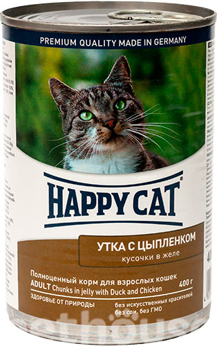 Happy Cat Шматочки в желе з качкою та курчам для котів