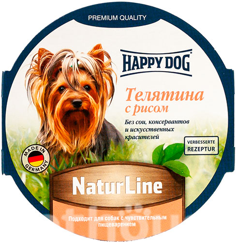 Happy Dog NaturLine Паштет з телятиною та рисом для собак