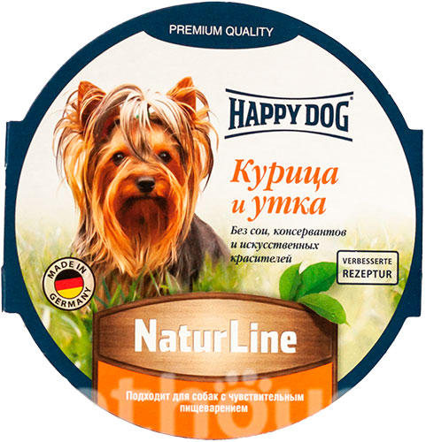 Happy Dog NaturLine Паштет з куркою та качкою для собак