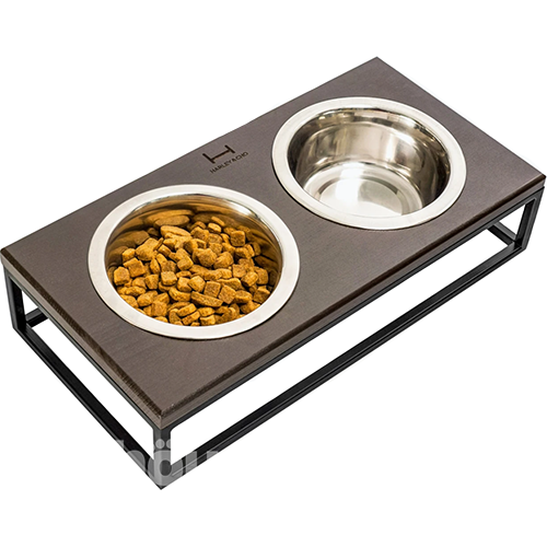 Harley and Cho Миски на подставке Lunch Bar Brown wood + Black