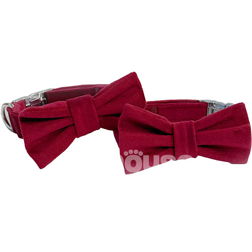 Harley and Cho Нашийник-метелик для собак і котів Burgundy