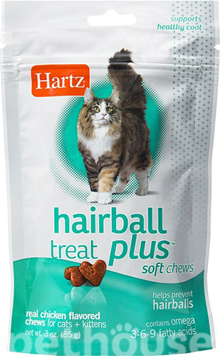 Hartz Hairball Remedy Plus Сердечки с курицей для выведения шерсти из желудка кошек