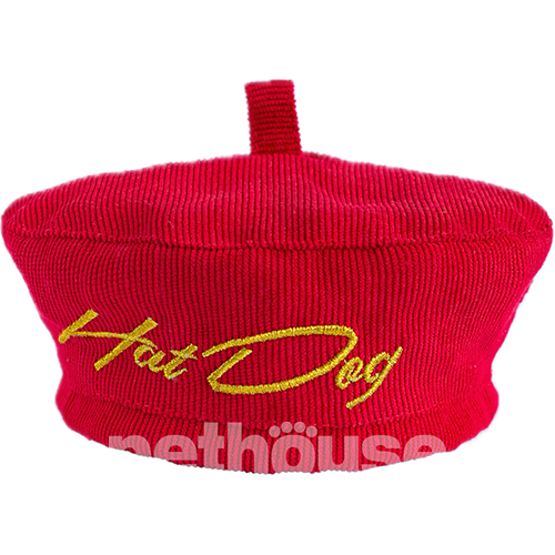 Hat-Dog Берет з вельвету для собак, червоний