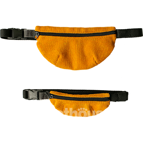 Hat-Dog Сумка-бананка из вельвета для собак, горчичная