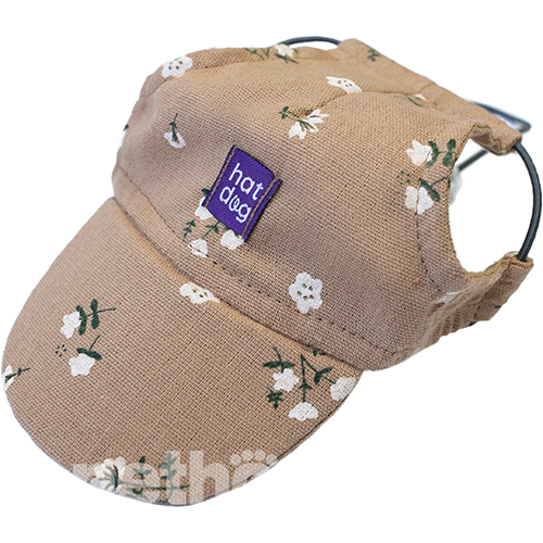 Hat-Dog Кепка из льна для собак, бежевая в цветочек