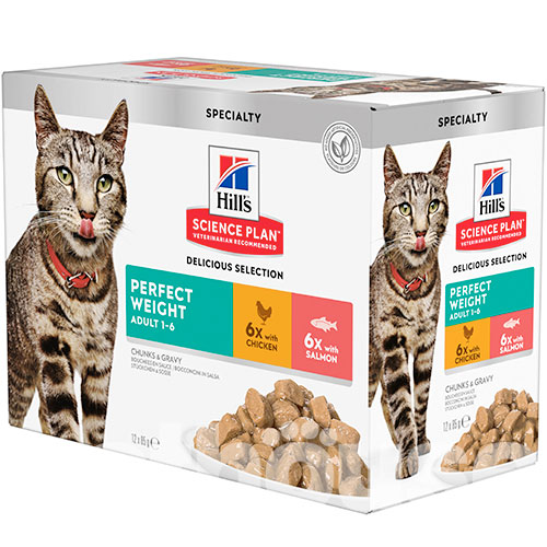 Hill's SP Feline Adult Perfect Weight Combipack Chicken & Salmon Pouches