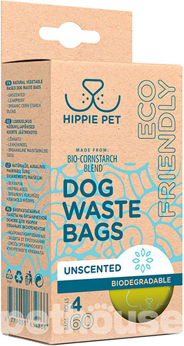 Hippie Pet Набір біорозкладних пакетів із крохмалю, без аромату