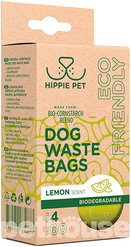 Hippie Pet Набір біорозкладних пакетів із крохмалю, з ароматом лимона