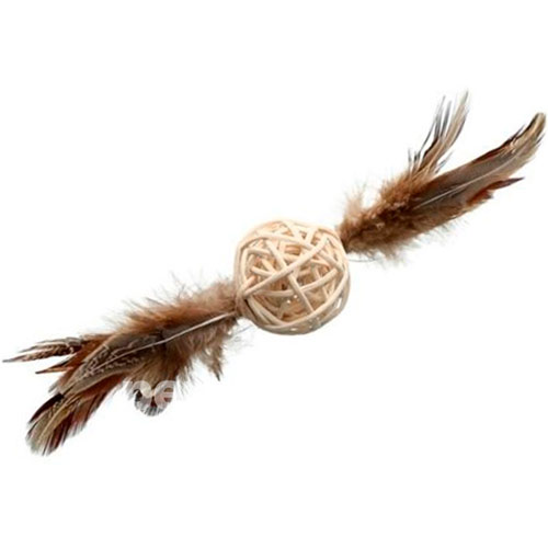Hippie Pet Мячик из ротанга с перьями для кошек