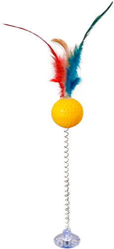 Hippie Pet Мячик с перьями на присоске для кошек