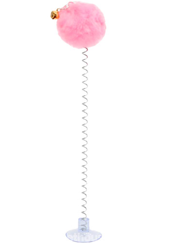 Hippie Pet Пухнастий м'ячик із дзвіночком на присоску для котів Hippie Pet Пухнастий м'ячик із дзвіночком на присоску для котів