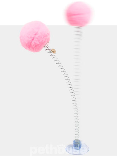 Hippie Pet Пухнастий м'ячик із дзвіночком на присоску для котів Hippie Pet Пухнастий м'ячик із дзвіночком на присоску для котів