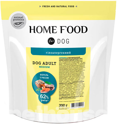 Home Food с форелью, рисом и овощами для взрослых собак средних пород, фото 4