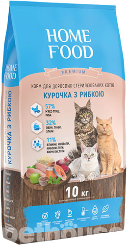 Home Food Premium Куряче м'ясо з рибою для стерилізованих котів