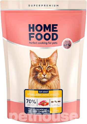 Home Food з телятиною, лососем і в'яленими томатами для котів великих порід