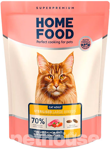 Home Food з телятиною, лососем і в'яленими томатами для котів великих порід