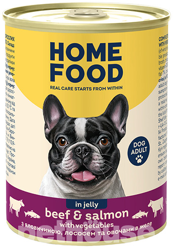 Home Food Вологий корм з яловичиною та лососем у желе для собак