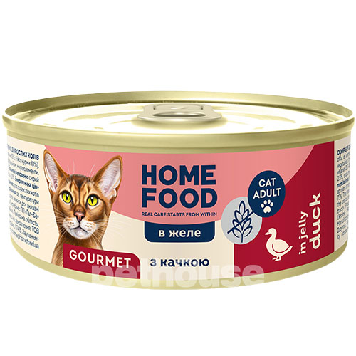 Home Food Gourmet Беззерновой влажный корм с уткой в желе для привередливых кошек