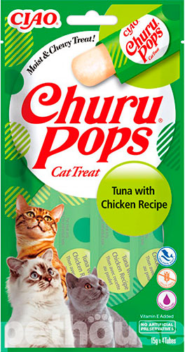 Inaba Churu Pops Желейні ласощі з тунцем і куркою для котів
