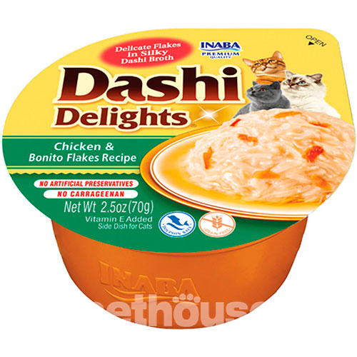Inaba Dashi Delights Нежные хлопья курицы с хлопьями бонито в шелковистом бульоне для кошек Inaba Dashi Delights Нежные хлопья курицы с хлопьями бонито в шелковистом бульоне для кошек