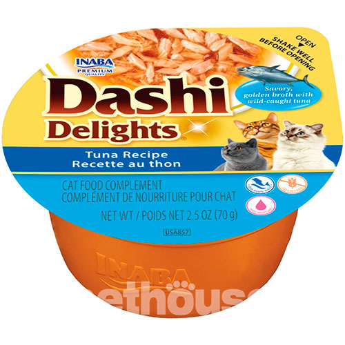 Inaba Dashi Delights Нежные хлопья тунца в шелковистом бульоне для кошек Inaba Dashi Delights Нежные хлопья тунца в шелковистом бульоне для кошек