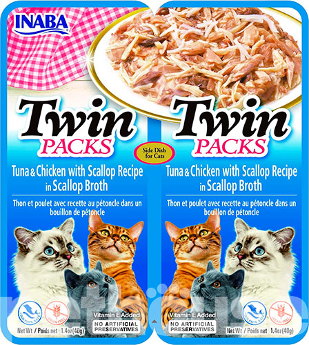 Inaba Twin Packs Тунец и курица с морским гребешком в бульоне для кошек Inaba Twin Packs Тунец и курица с морским гребешком в бульоне для кошек