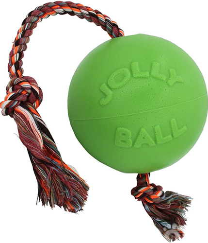 Jolly Pets Romp-N-Roll М’яч із канатом для собак, 20 см, фото 3