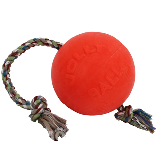 Jolly Pets Romp-N-Roll М’яч із канатом для собак, 15 см, фото 5
