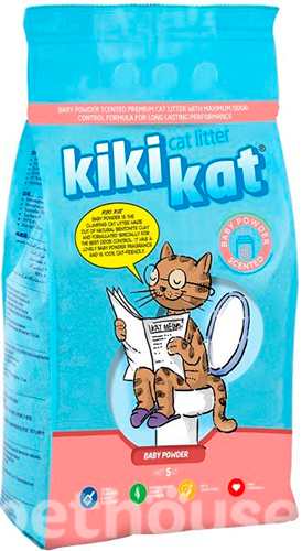 KikiKat Baby Powder Бентонітовий наповнювач, з ароматом дитячої присипки