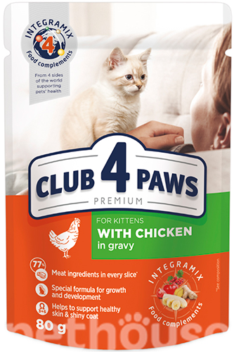 Клуб 4 лапи Premium з куркою в соусі для кошенят