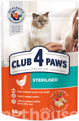 Клуб 4 лапы Premium с курицей для стерилизованных кошек