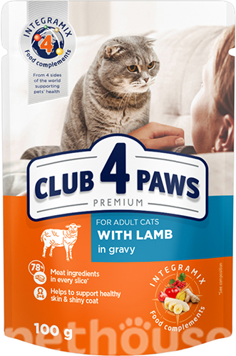 Клуб 4 лапы Premium с ягненком в соусе для кошек