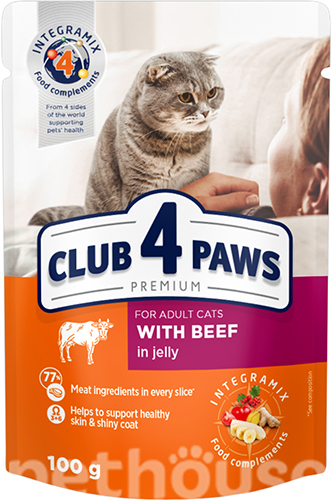 Клуб 4 лапы Premium с говядиной в желе для кошек