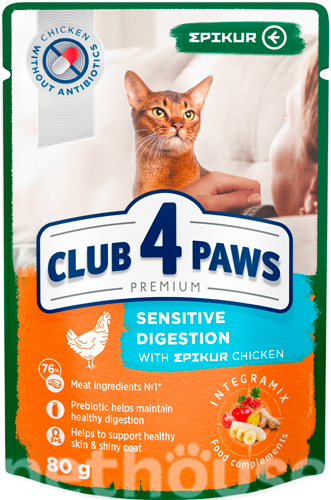 Клуб 4 лапы Premium Epikur Sensitive Digestion с курицей в соусе для кошек
