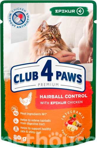 Клуб 4 лапы Premium Epikur Hairball с курицей в соусе для кошек