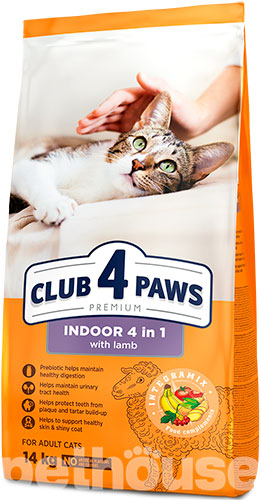 Клуб 4 лапы Premium Indoor 4 in 1 с ягненком для взрослых кошек