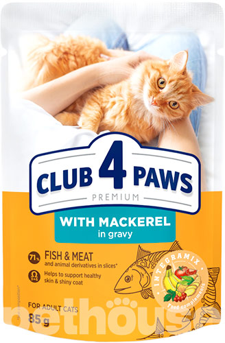 Клуб 4 Лапы Premium Кусочки с макрелью в соусе для кошек
