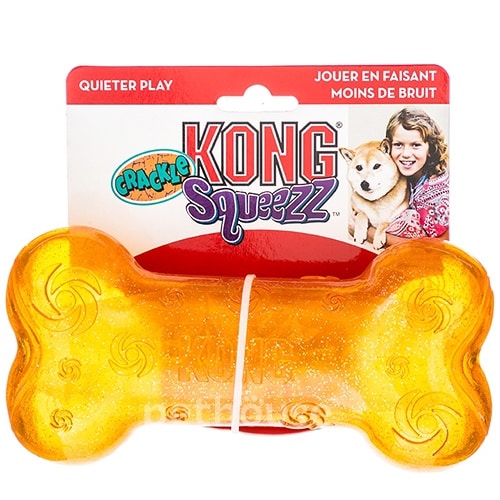 Kong Squeezz Crackle Bone Хрустящая косточка для собак, 15 см, фото 2