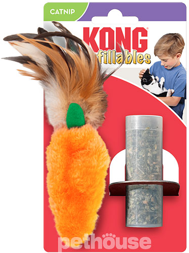 Kong Refillables Carrot Feather Игрушка "Морковь" с кошачьей мятой и перьями для кошек