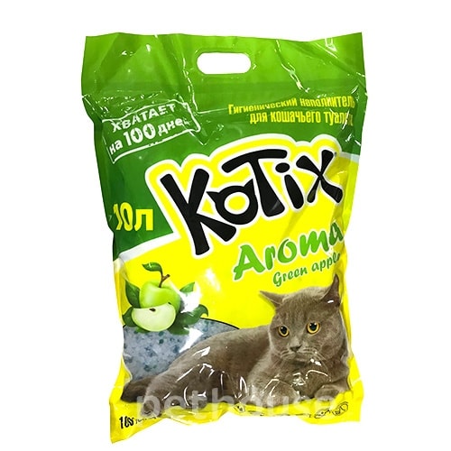 Kotix Силикагелевый наполнитель для кошачьего туалета, с ароматом яблока