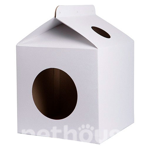 Котофабрика MilkBox - білий будиночок з картону для котів