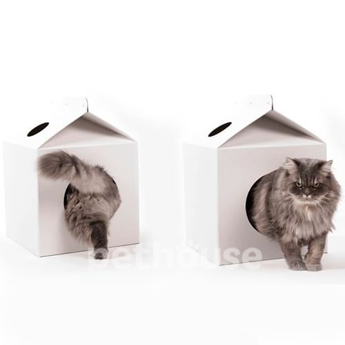Котофабрика MilkBox - белый домик из картона для кошек, фото 3