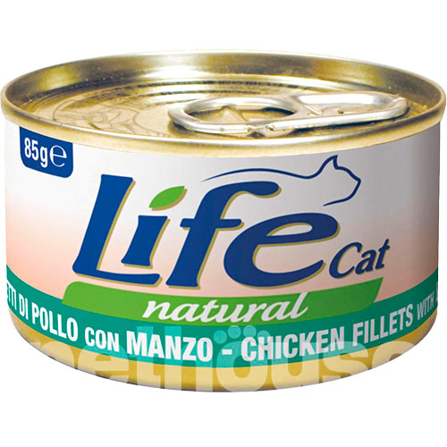 LifeCat Куриное филе с говядиной для кошек