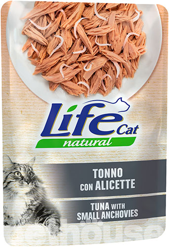 LifeCat Тунец с анчоусами в желе для кошек, пауч