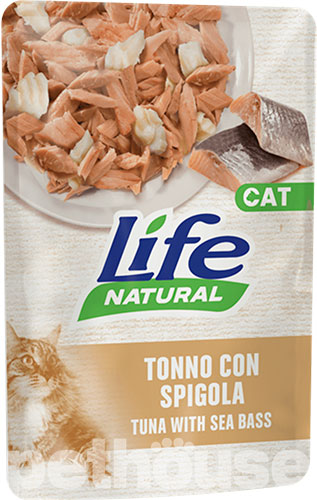 LifeCat Тунец с морским окунем в желе для кошек, пауч
