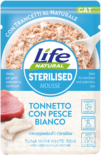 LifeCat Sterilised Mousse Тунець з білою рибою для стерилізованих котів, пауч