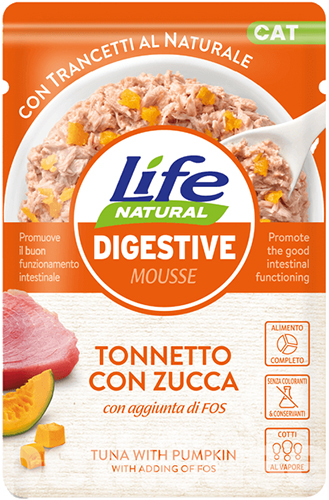 LifeCat Digestive Mousse Тунець із гарбузом для котів, пауч