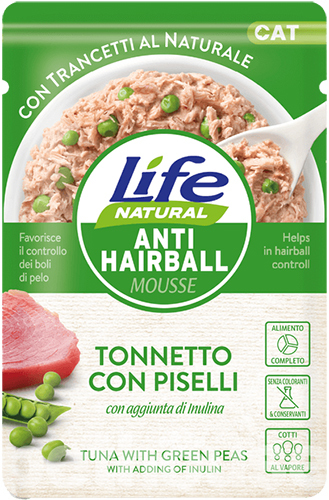 LifeCat Anti Hairball Mousse Тунец с горохом для кошек, пауч