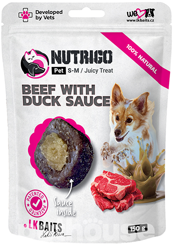 LK Baits Pet Nutrigo Treat Veal Функціональні ласощі з телятиною та качиним соусом для собак середніх порід