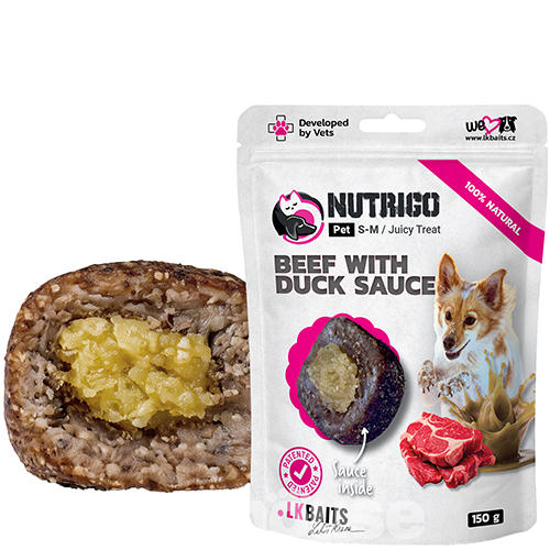 LK Baits Pet Nutrigo Treat Veal Функціональні ласощі з телятиною та качиним соусом для собак середніх порід